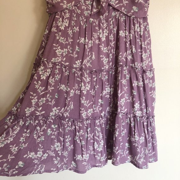 LOVERICHE Purple Floral Print Ruffle Mini Dress - Picture 7 of 9
